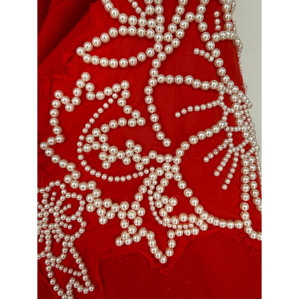 Free People Pretty In Pearls Bomber Jacket Varsity Red Medium M - Picture 10 of 14